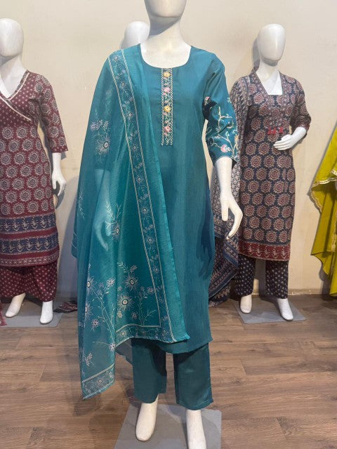 Anaita Teal Readymade Suit with Embroidery Work