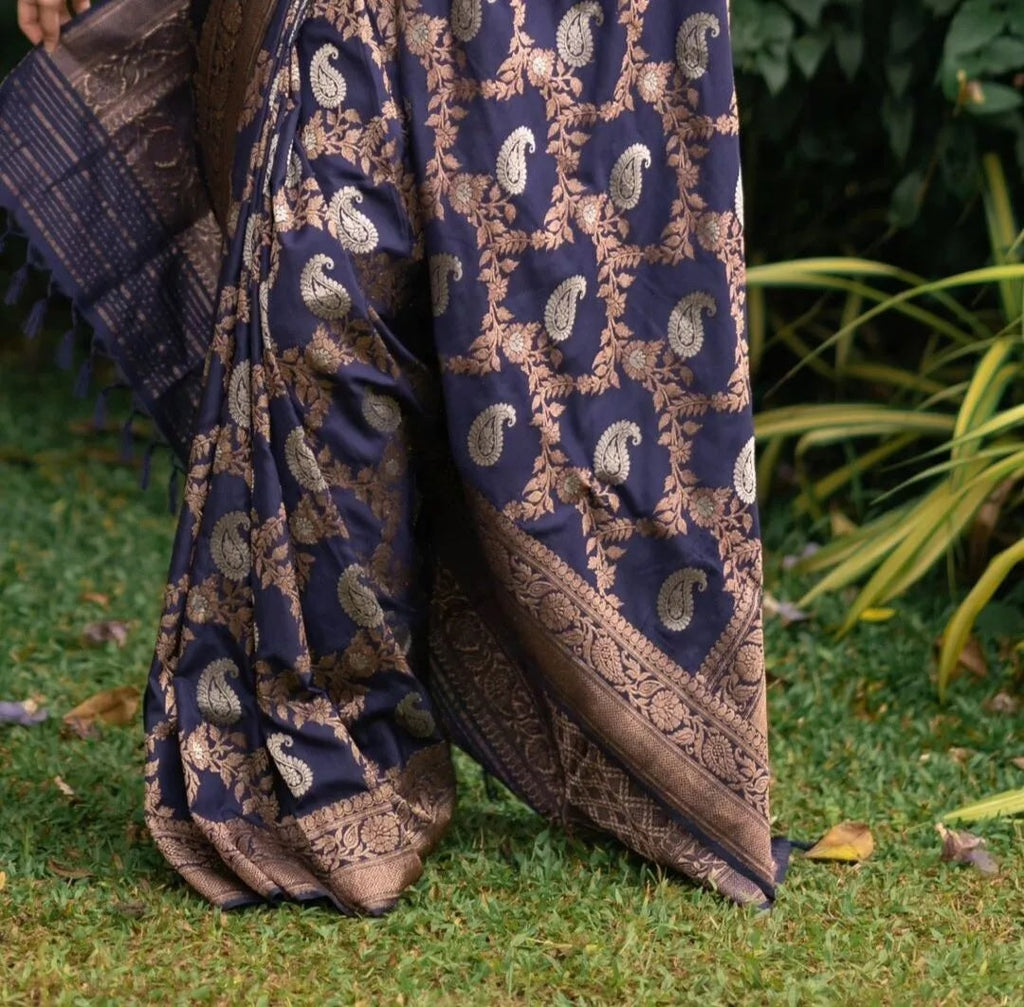 Classic Wear Soft Lichi Silk Saree,Party Wedding Indian Sari With Blouse