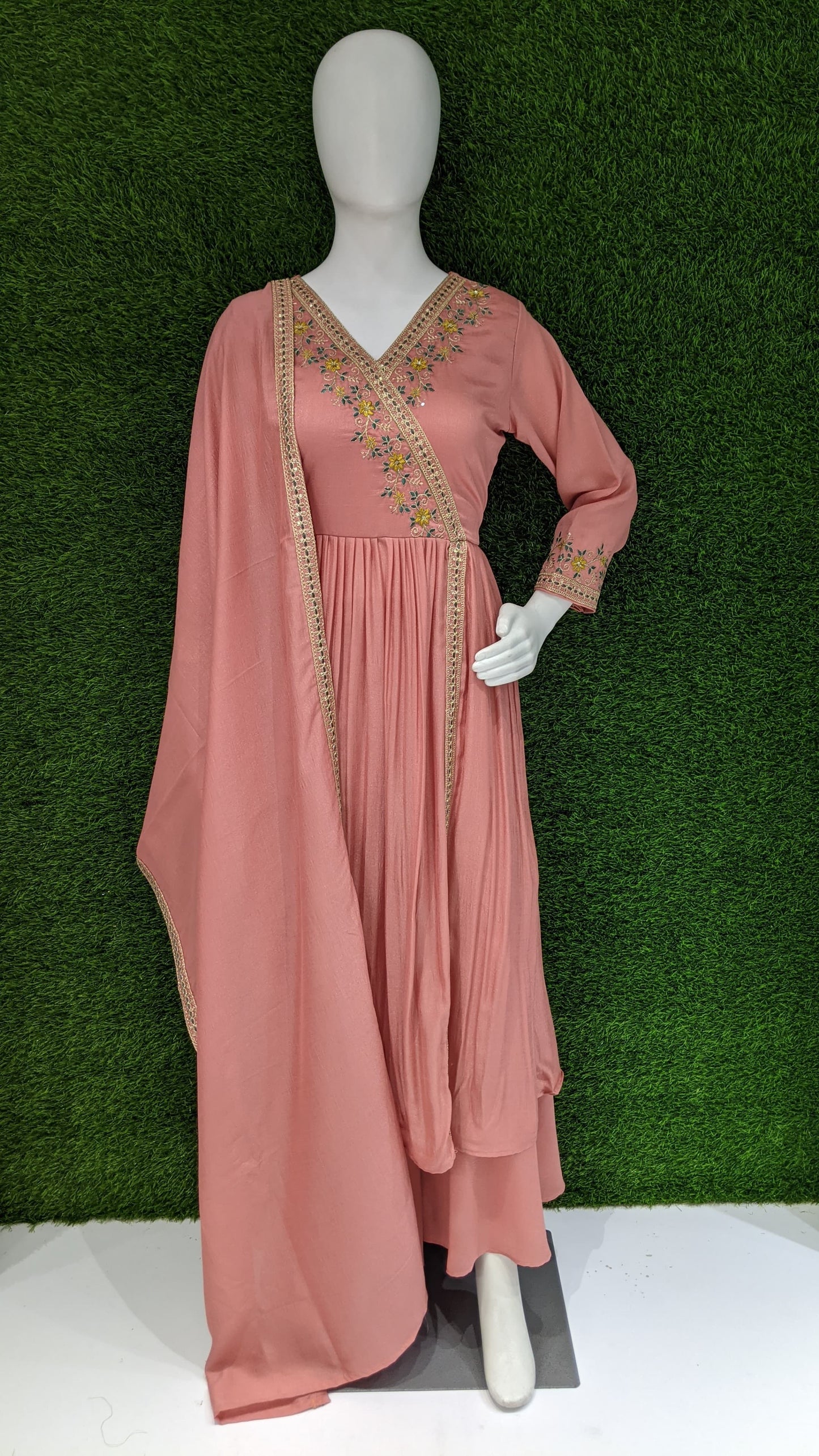Anaita L Pink Anarkali Readymade Suit with Embroidery Work