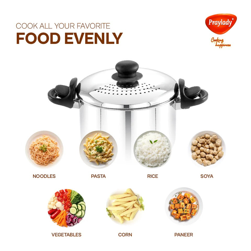 PrayLady Stainless Steel Strainer Pot without Glass Lid Induction Base