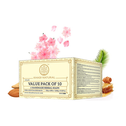 Khadi Natural Handmade Herbal Soap Combo Assorted Natural Soap Gift Set, Enriched With Essential Oils, 125 G (Pack Of 10)
