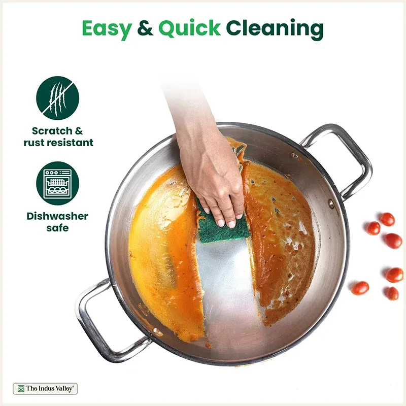 The Indus Valley Stainless Steel Kadai with Free Flip