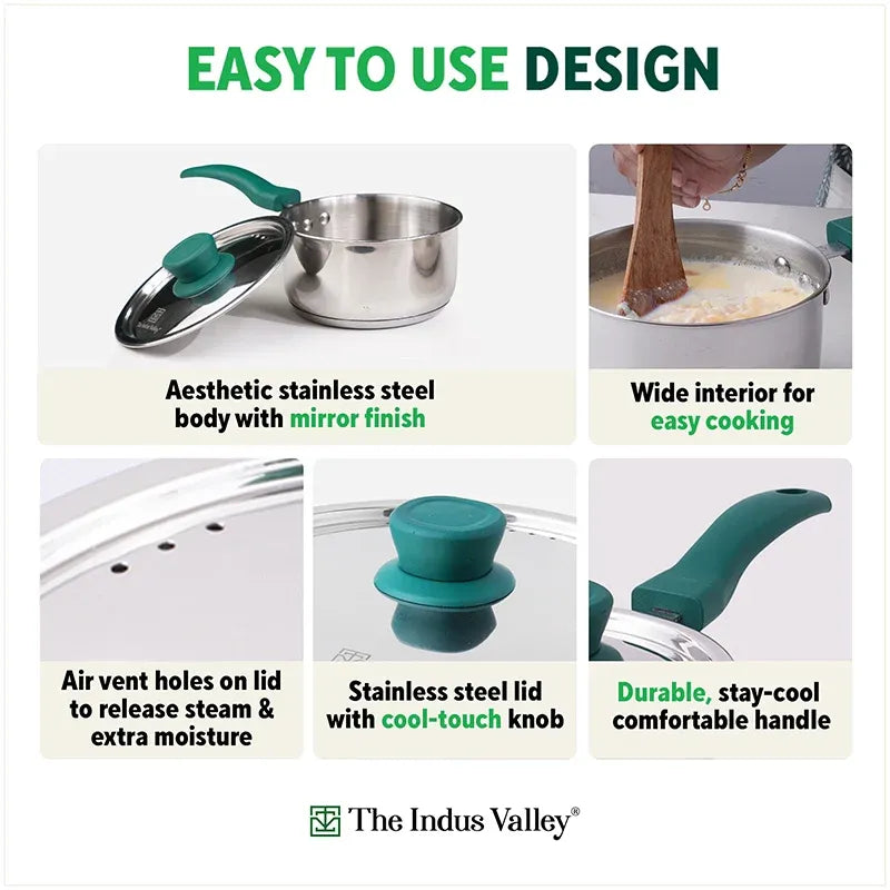 The Indus Valley Stainless Steel Capsule Bottom Milk Tea Pan