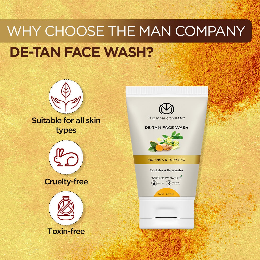 The Man Company De-Tan Face Wash Moringa & Turmeric - 100 ml