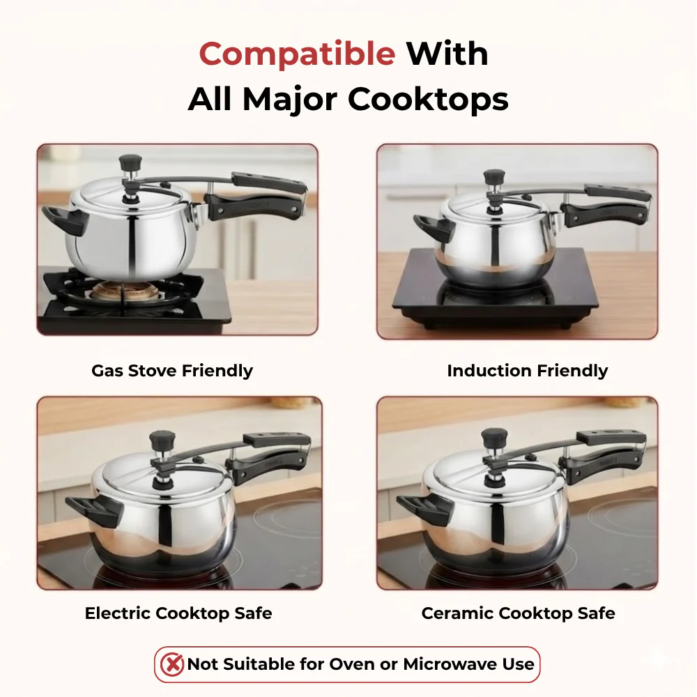 Vinod Doniv Stainless Steel Sandwich Bottom Pressure Cooker Inner Lid