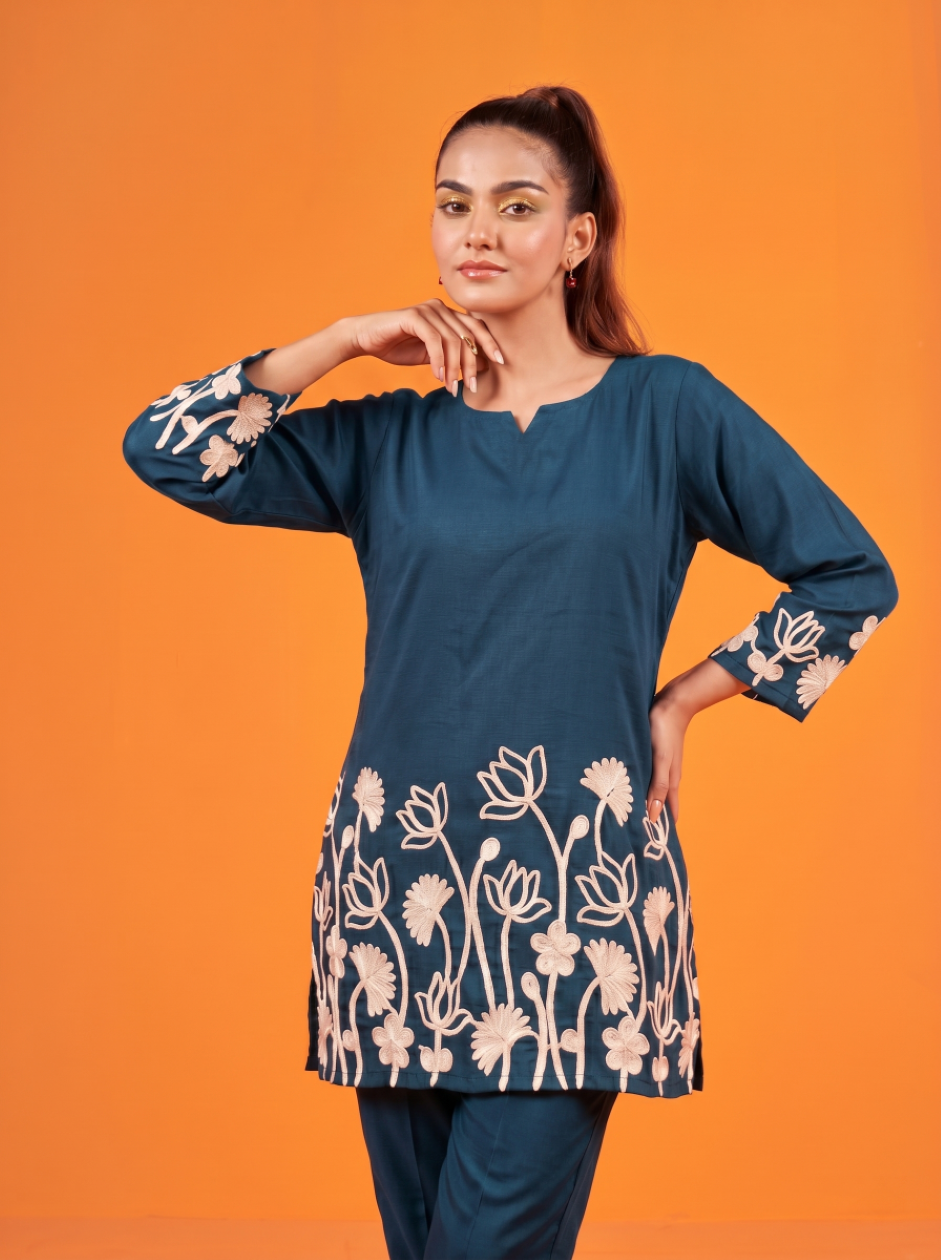 Anaita Teal Stylish Readymade Co-Ords Set