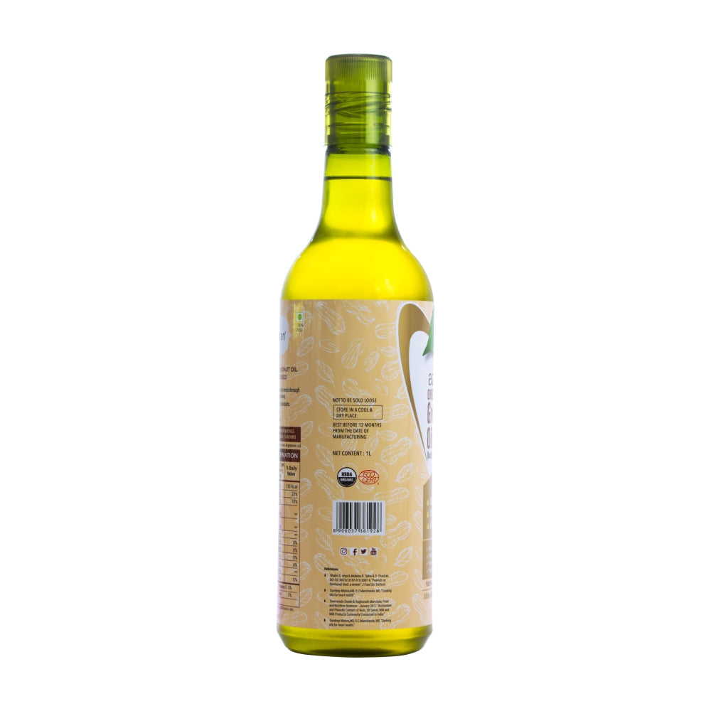 Azafran Organic Groundnut Oil (Cold Pressed) - 1l