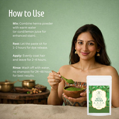 Velleja Herbal Henna Powder for Natural Hair Colour | Enriched with Amla, Bhringraj & Shikakai