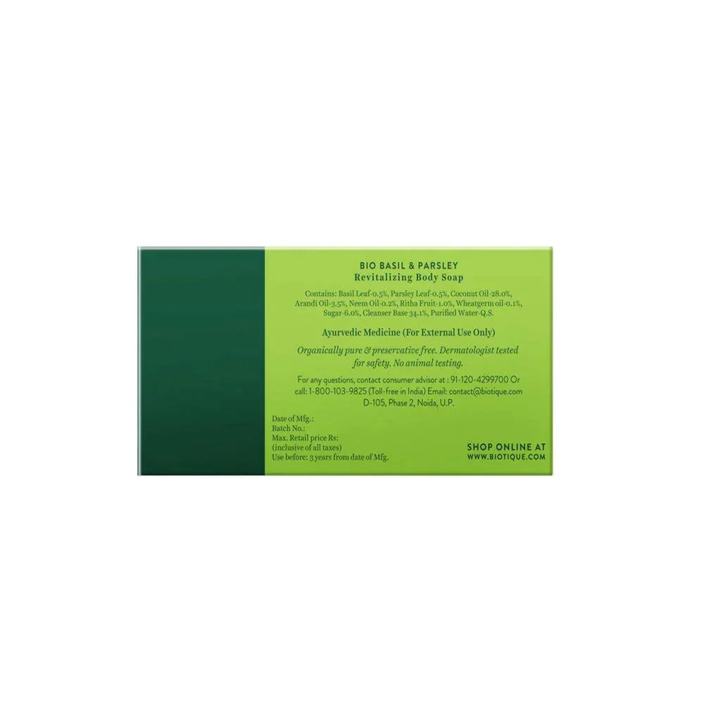 Biotique Advanced Ayurveda Bio Basil & Parsley Revitalizing Body Soap - 150 gms