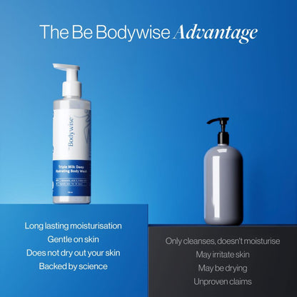 BeBodywise Triple Milk Deep Hydrating Body Wash - For Dry & Dehydrated Skin