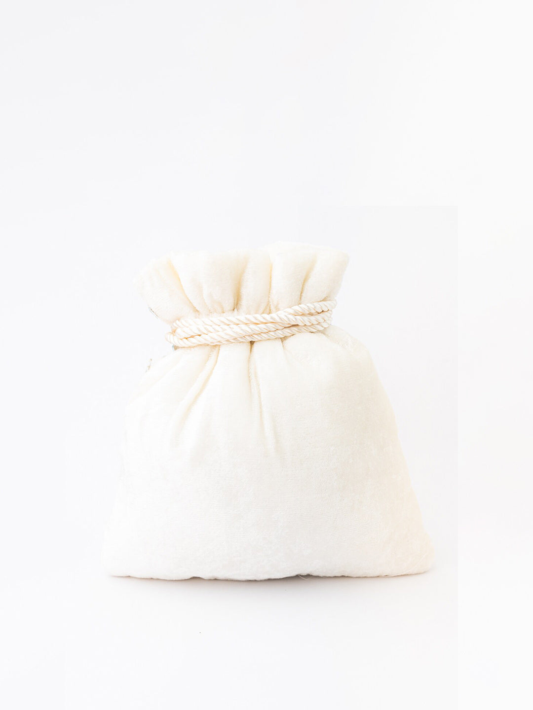 NR By Nidhi Rathi White Mirror Work Embroidered Potli Clutch