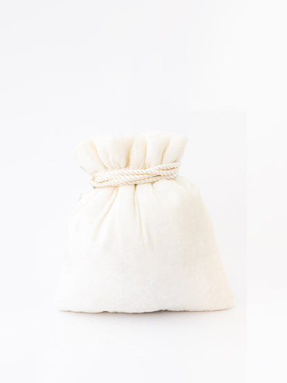 NR By Nidhi Rathi White Mirror Work Embroidered Potli Clutch