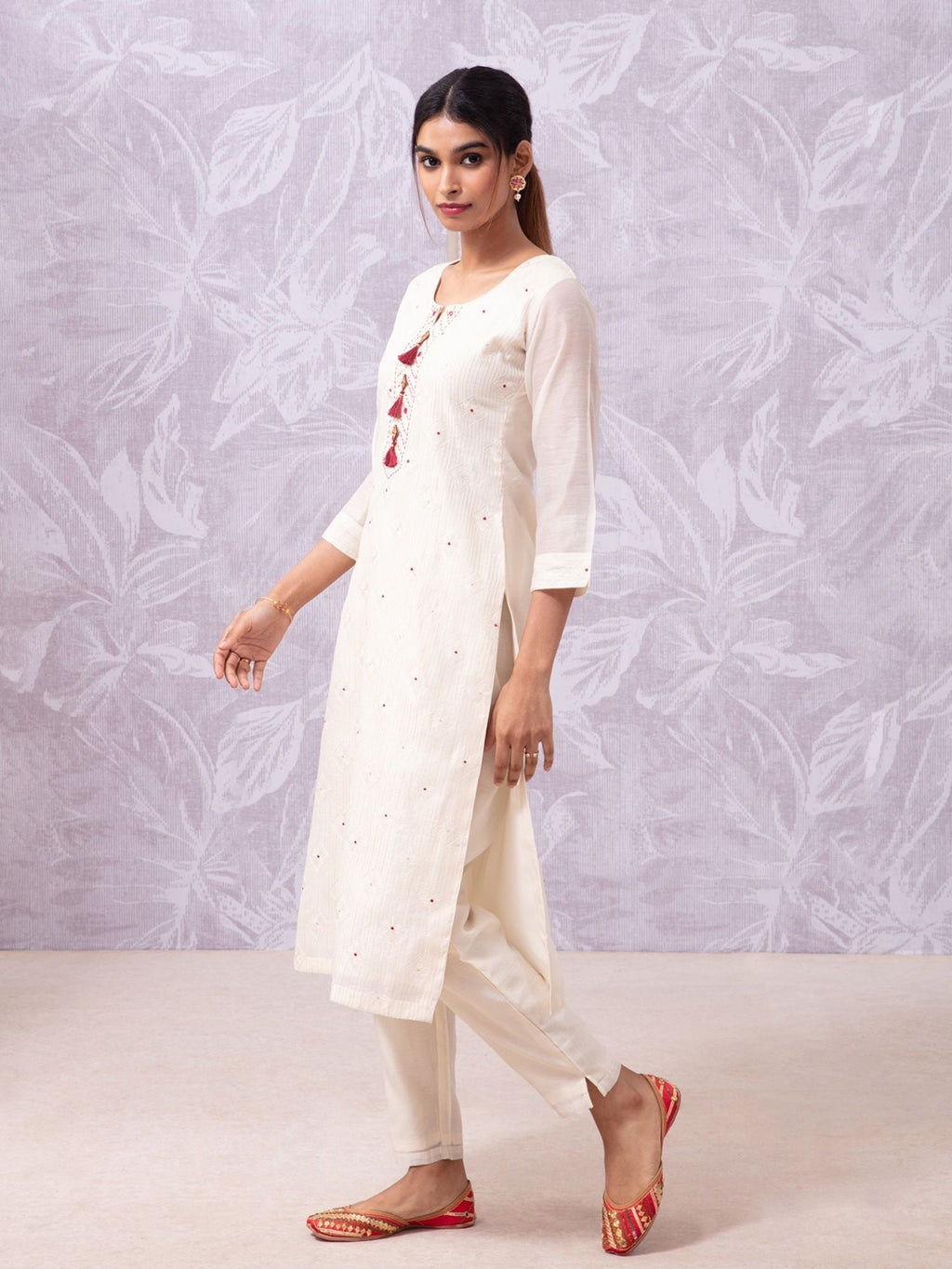 Likha Shaan-e-Avadh offwhite Kurta, Pant and Brocade Dupatta LIKSKD104 (Set of 3)