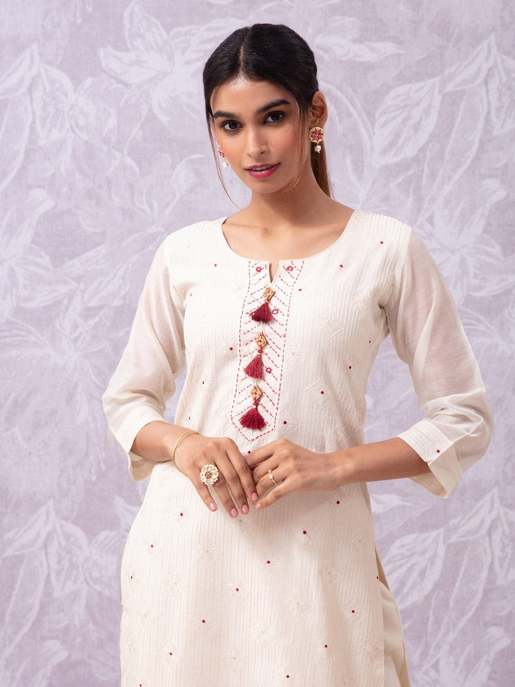 Likha Shaan-e-Avadh offwhite Kurta, Pant and Brocade Dupatta LIKSKD104 (Set of 3)