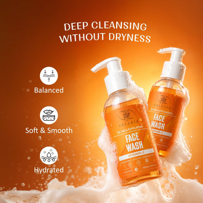 Velleja De-Tan & Exfoliating Face Wash | Vitamin C Tan Removal & Brightening Face Cleanser