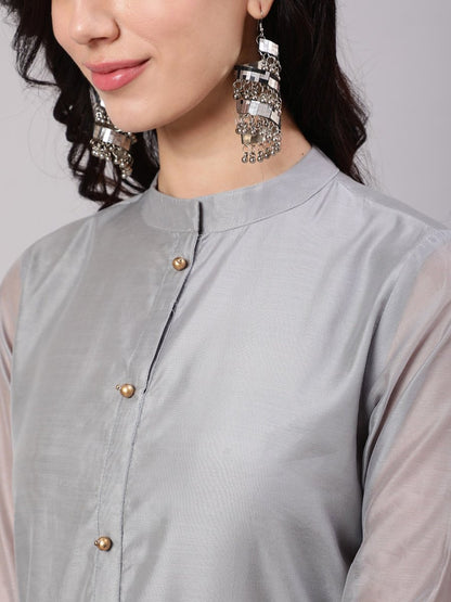 Aks Thread Work Chanderi Silk Kurta