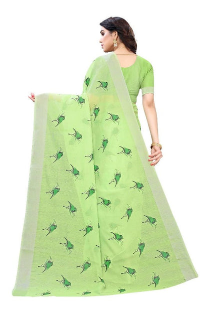 Vamika Parrot Green Chanderi Designer Saree (SERIN PARROT GREEN)