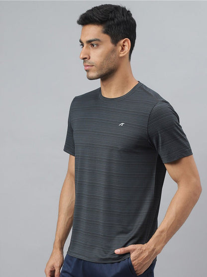 Alcis Striped Slim Fit Anti-Static T-Shirt
