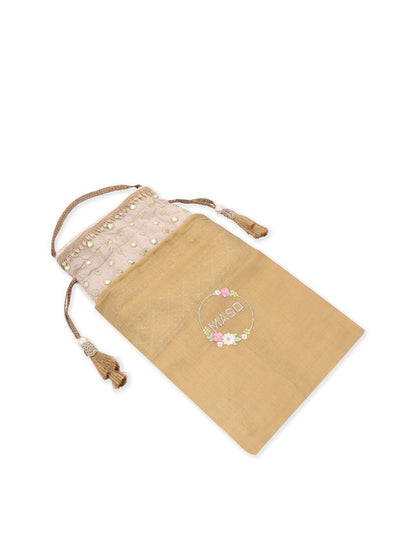 Masq Black & Silver-Toned Embellished Potli Clutch