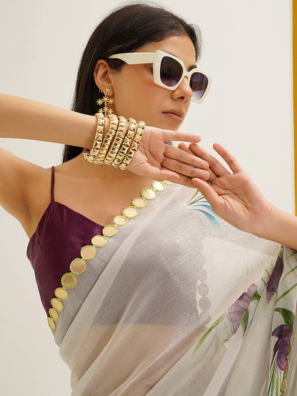 Tikhi Imli Floral Printed Poly Chiffon Saree