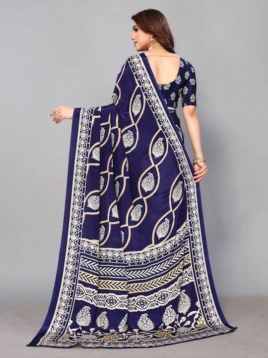 Fabmora Floral Printed Pure Crepe Saree