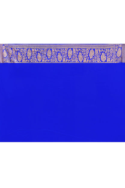 Joban Fashion Violet Crepe Chiffon Pure Handloom Banarasi Silk Saree