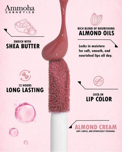 Ammoha Cosmetics Long-Lasting, Matte-Finished Almond Cream Color Liquid Lipstick