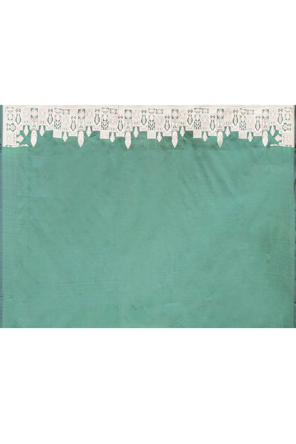 Joban Fashion Emerald Green Banarasi Katan Pure Handloom Banarasi Silk Saree