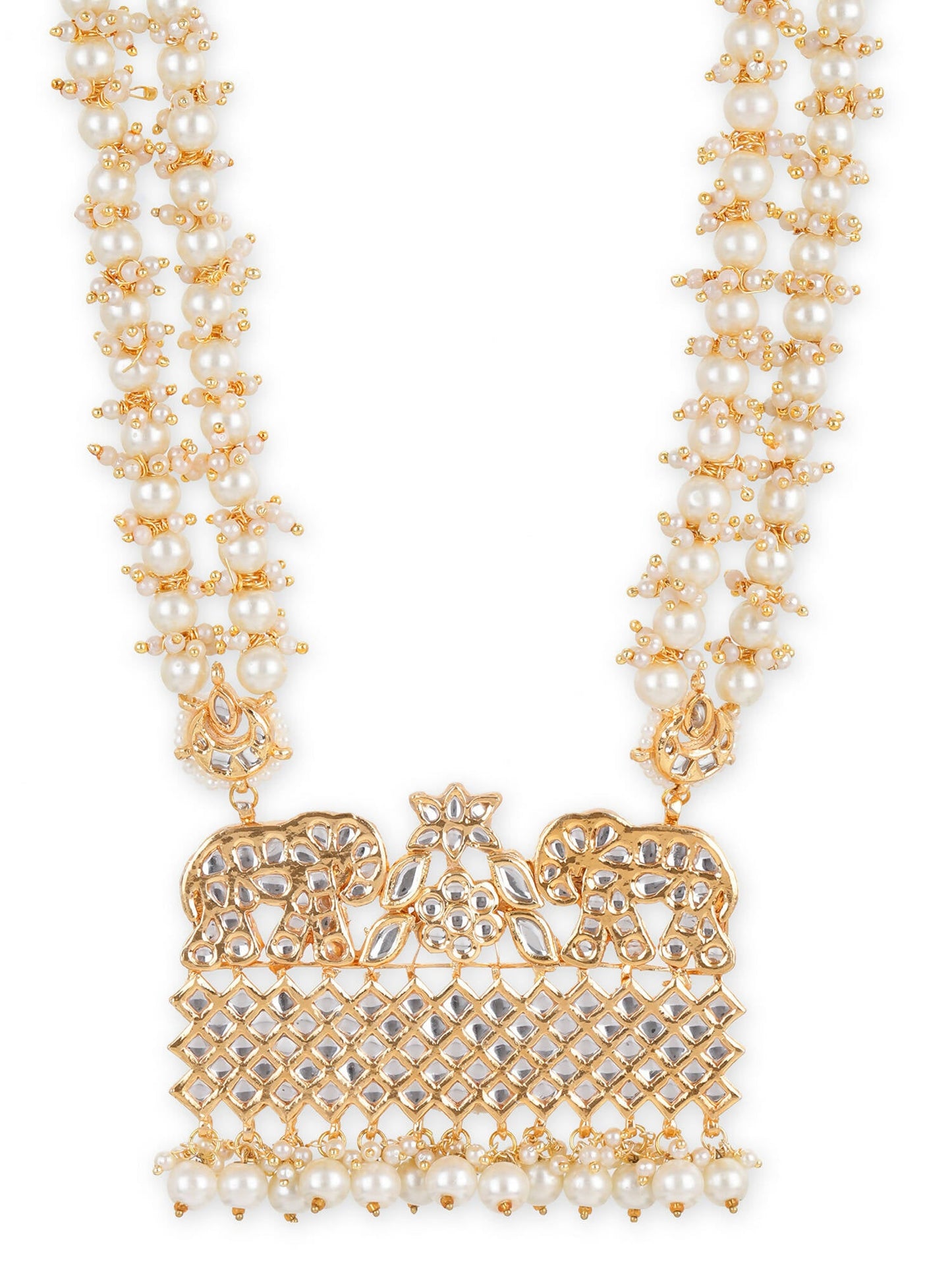 Gold-Toned White Brass Gold-Polished Necklace - Ruby Raang