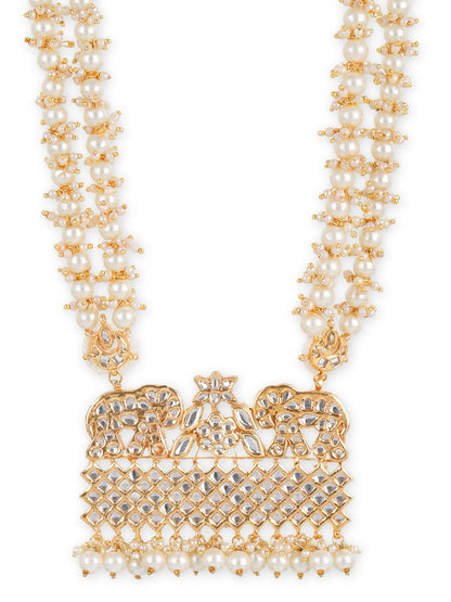 Gold-Toned White Brass Gold-Polished Necklace - Ruby Raang