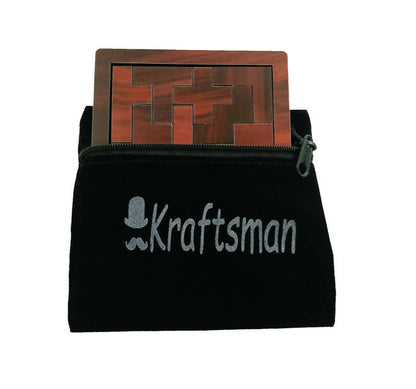 Kraftsman Portable Wooden Tetris Puzzle | 13 Pieces Puzzle Board for Kids and Adults | Travel Pouch Included