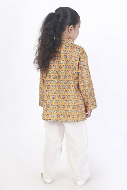 Breathables Kids Cotton Night Suit – Yellow Camel Print Kurta & Pyjama Co-Ord Set For Boys & Girls