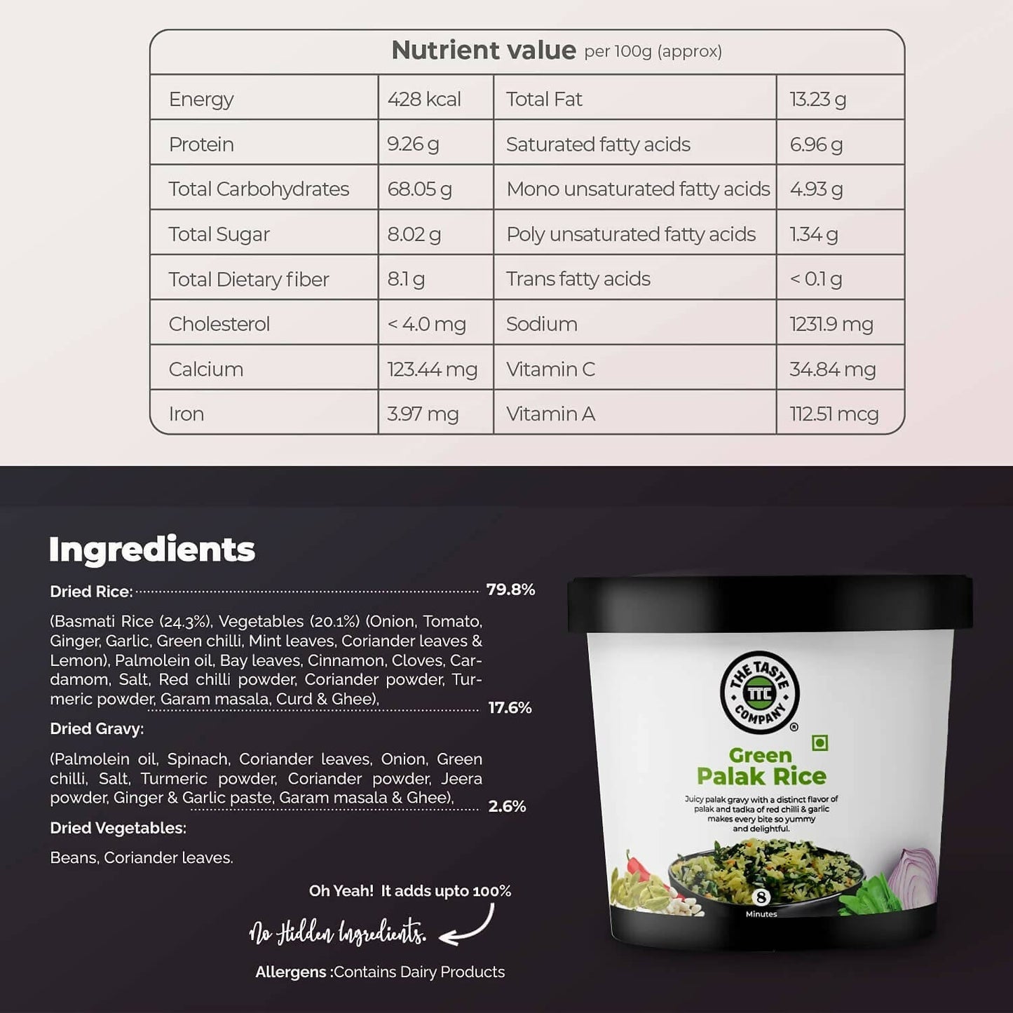 The Taste Company Green Palak Rice