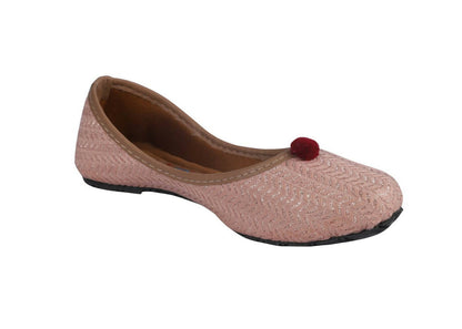 Tiny Bugs Girls Ethnic Wear Juttis - Rose Gold