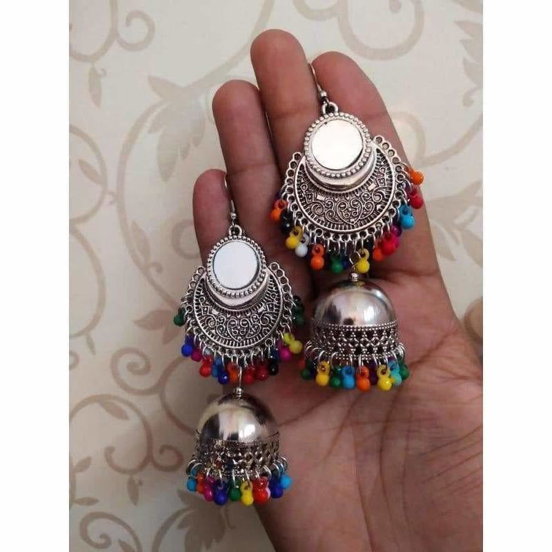 MS Fashion India Stylish Fashion Mirror Jhumki Fancy Party Multi Color Beads Earrings
