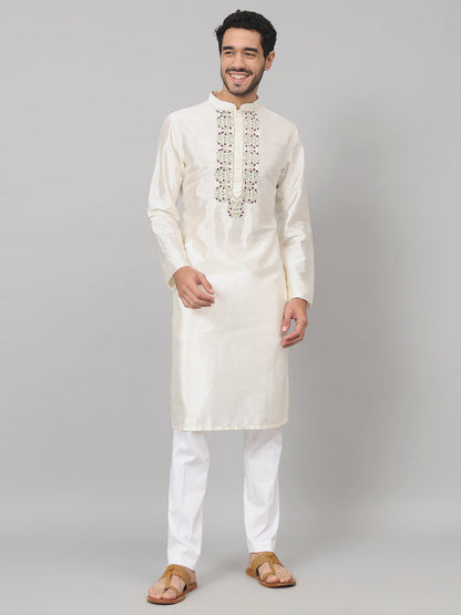 Rein Multicolor Embroidered Silk Kurta by Hilo Design