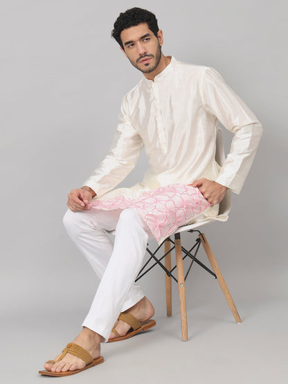 Contours Patels Embroidered Silk Kurta by Hilo Design