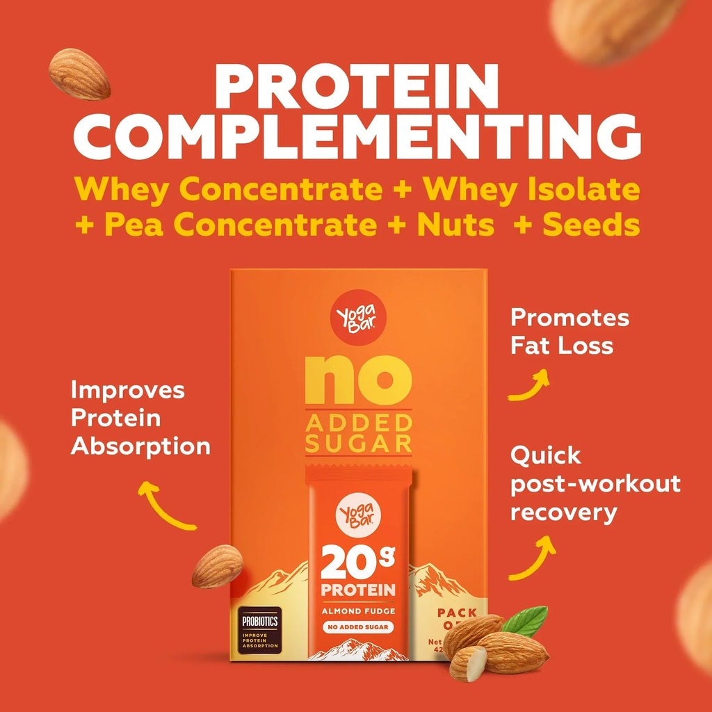Yogabar Almond Fudge 20g Protein Bar - 420 gms