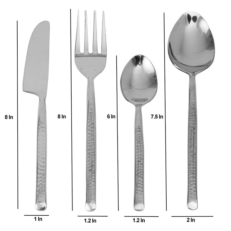 Artisan Dot Hammered Cutlery | Set Of 4 | Multiple Colors