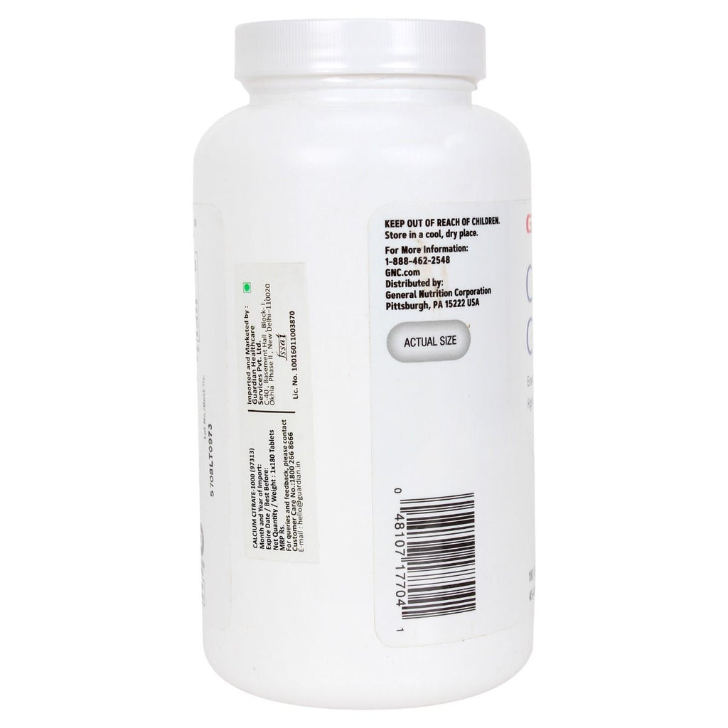GNC Calcium Citrate Vegetarian Capsules – 180 Caps