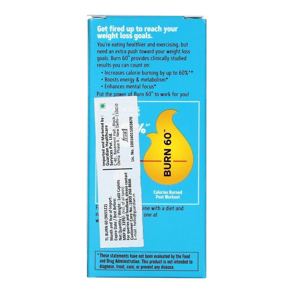 GNC Total Lean Burn 60  Clinically Proven to Burn Calories Up to 60% Faster - 60 tabs