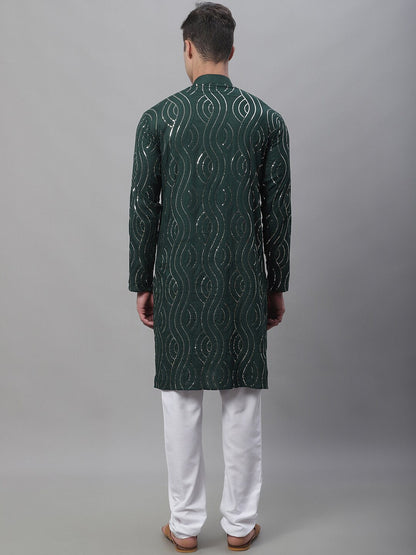 Sojanya Geometric Embroidered Pure Cotton Kurta With Churidar