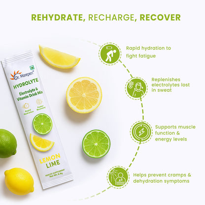 Dr. Morepen Hydrolyte Electrolyte & Vitamin Drink Mix - Lemon Lime