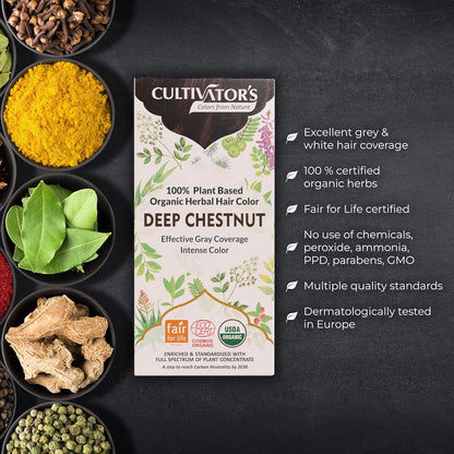 Cultivator's Deep Chestnut Organic Herbal Hair Colour - 100 gms