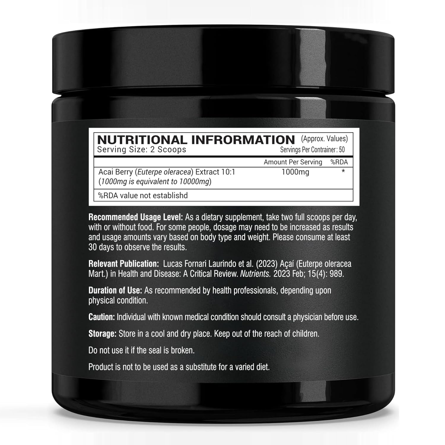 GREENDORSE Acai Berry Extract Powder, 10x Concentrated | SUPERFOOD Rich in 19 amino acids, Muscle building Fibres, Antioxidant & Collagen boosting Vitamin C | Supports Brain, Liver & Heart Functioning- 50g