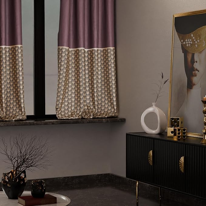 Stoa Paris Curtain for Home Single pc Patterned Curtain for Window Colour Royal Rouge