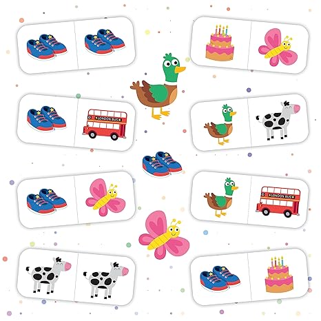 Popcorn Games & Puzzles First Words Dominoes for Kids 24 Tiles Board Dominoes Help in Focus & Concentration in Child