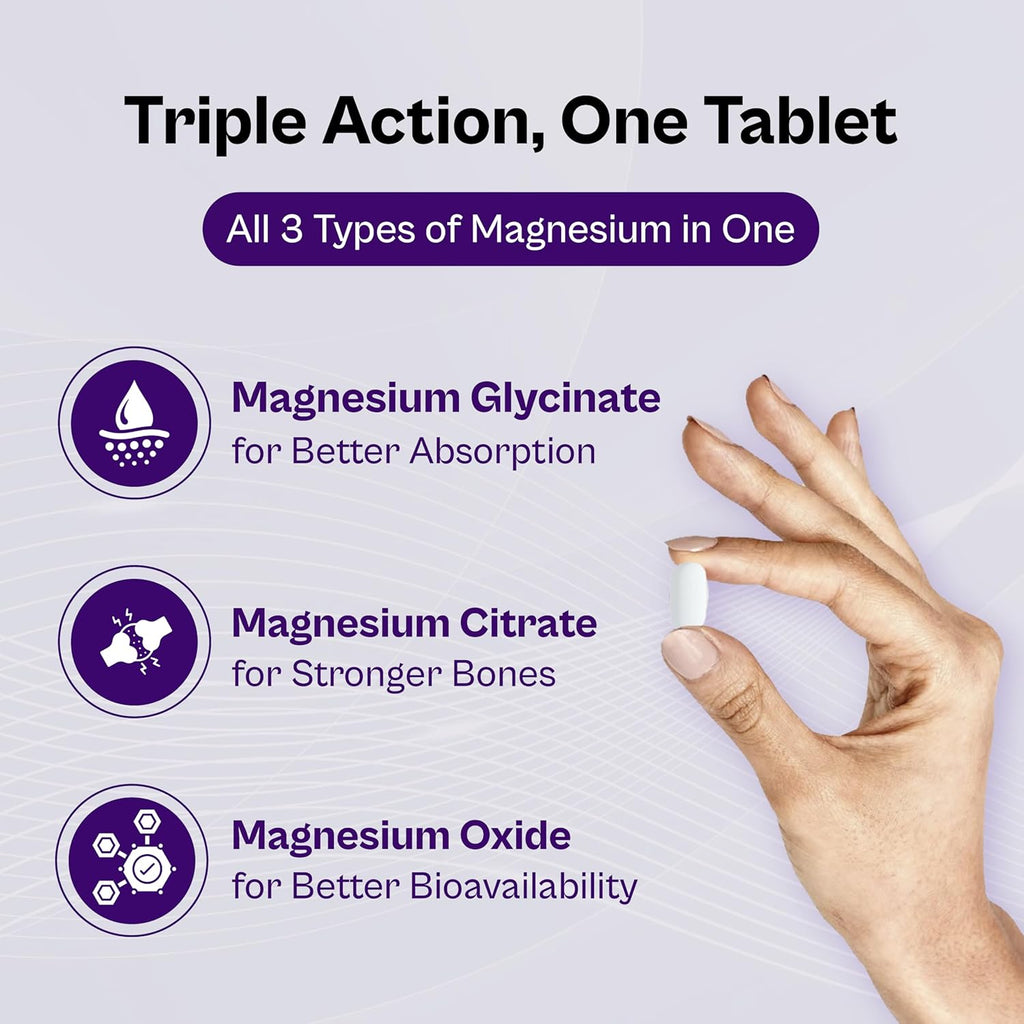 Tata 1mg Triple Magnesium Tablets | Magnesium Complex Supplement| Muscle Relaxant, Sleep and Strength