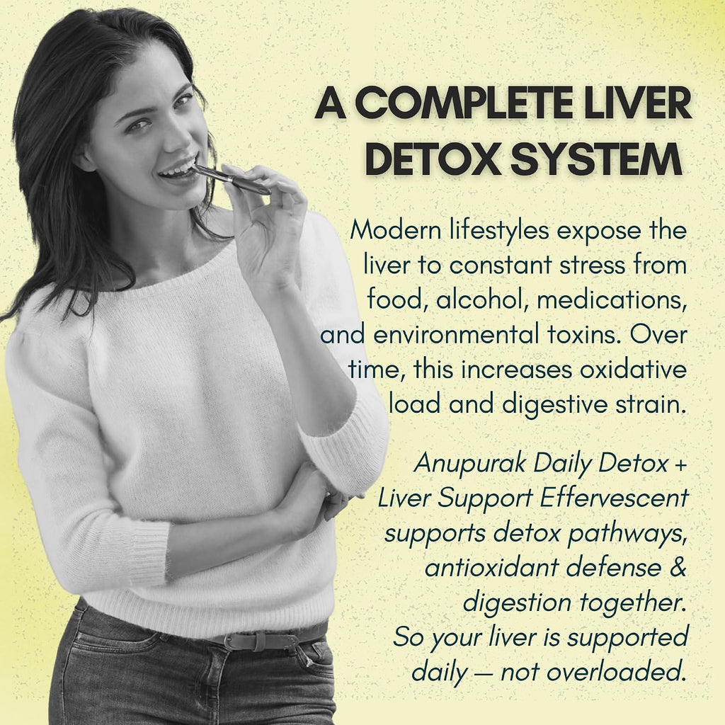 ANUPURAK Liver Detox Effervescent Tablets — NAC 600mg + Milk Thistle 600mg (80% Silymarin) | 10 Actives Liver Support Supplement for Antioxidant & Digestive Support | Lemon Flavour | 15 Tablets (Pack 1)