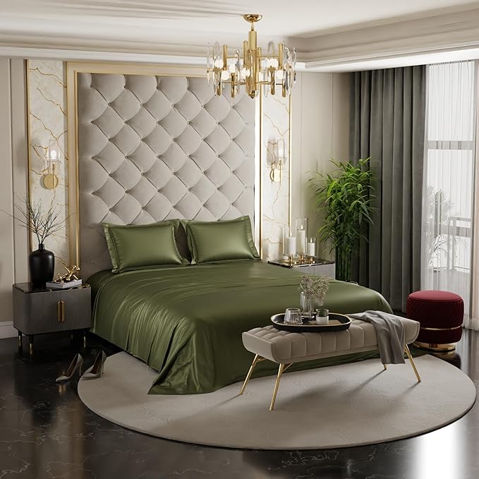 Stoa Paris Satin Solid Bedsheets For Double Bed 300Tc Premium Bedsheet With 2 Pillow Covers